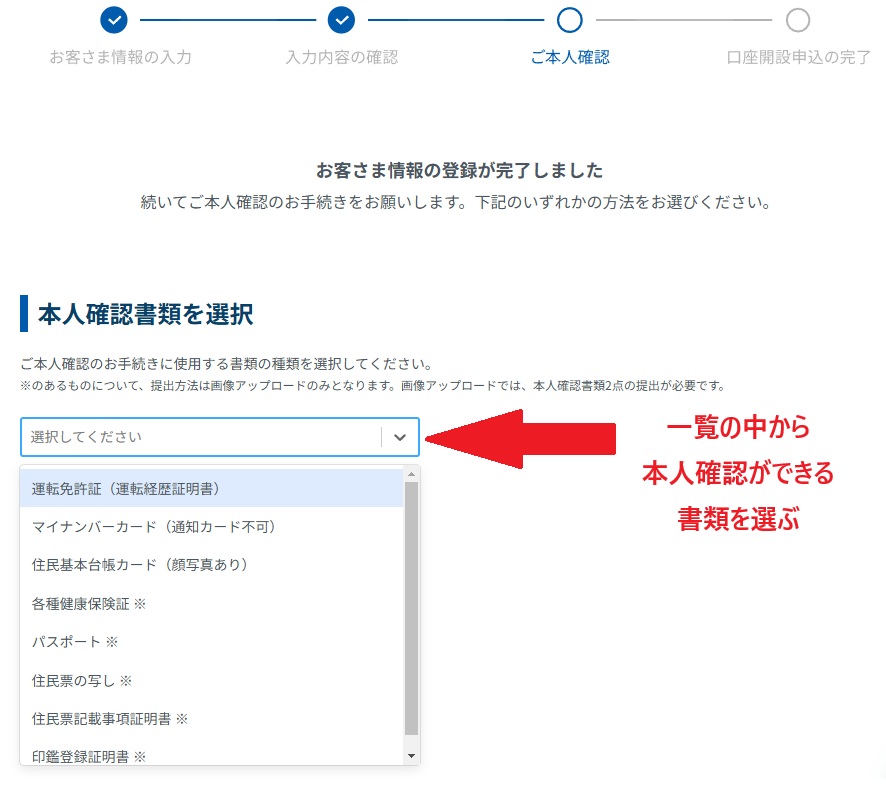 GMOの口座開設の本人確認書類